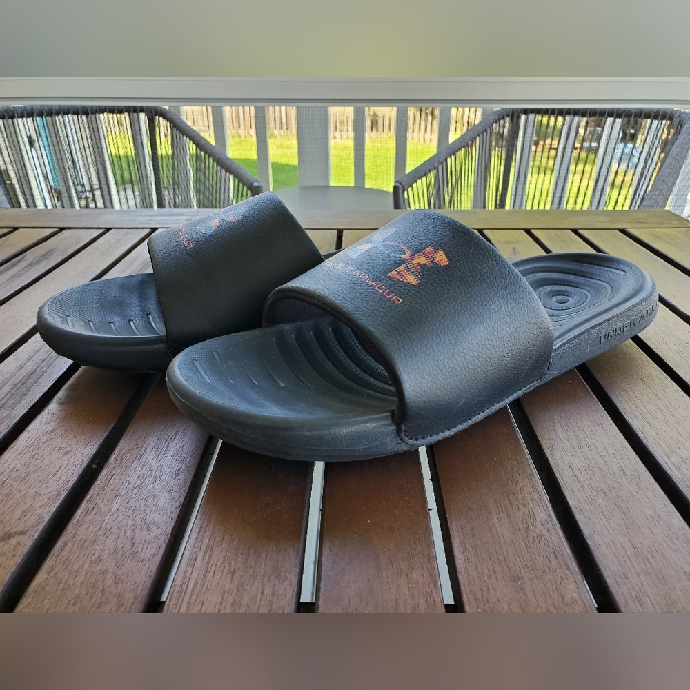 Under Armour Slides Black w/ Multi Color Upper